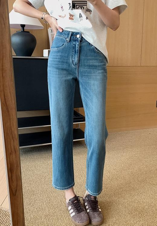 土耳其春秋新款直筒烟管裤四面弹磨砂石洗牛仔裤 商品图1