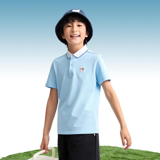 男童翻领短袖针织衫夏季新款安奈儿童装EB521201 商品图1