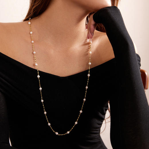 Manreya玛芮雅层韵珠帘满天星长款双层叠戴珍珠项链高级感 商品图2