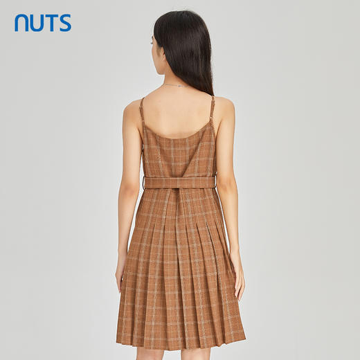 NUTS商场同款春秋季设计感小众气质高腰格子吊带连衣裙313104087B 商品图4