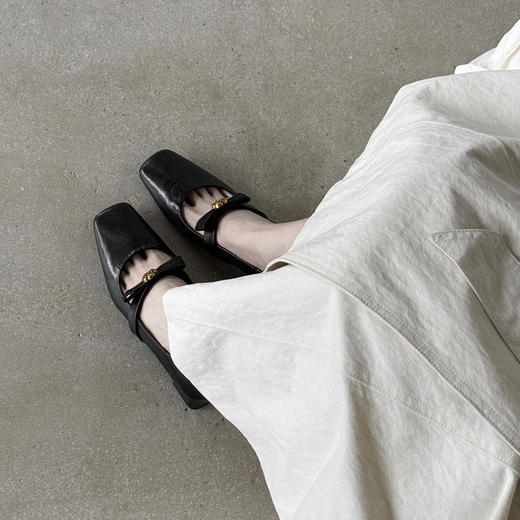 【预售5天】羊皮版~法式粗跟方头山茶花蝴蝶结一字带玛丽珍女鞋气质通勤单鞋QQJ&JZ-1920 商品图2