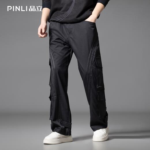 PINLI品立2025秋季新款多口袋工装直筒裤男士高街潮流宽松休闲裤GD253117012 商品图0