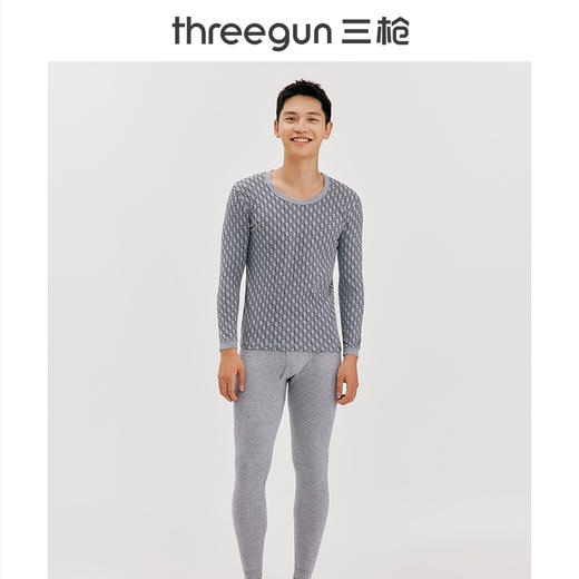 Threegun三枪 舒肤花版棉圆领长袖男士内衣套-23719D011 商品图6