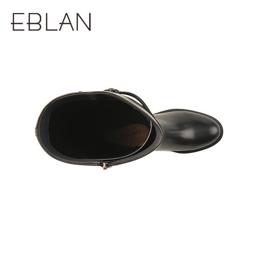 伊伴头层小牛皮材质高级百搭骑士靴经典耐看女鞋B25586312 商品图2