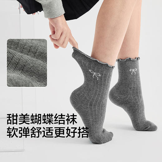 【商场同款】巴拉巴拉女童袜子秋季新品儿童短袜蝴蝶结甜美两双装 商品图3