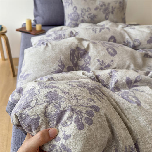 【品牌直发】加倍生活A类加厚高克重原麻皱皱纱印花四件套 新品复古风套件 商品图1