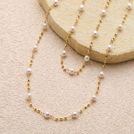 Manreya玛芮雅层韵珠帘满天星长款双层叠戴珍珠项链高级感 商品图5