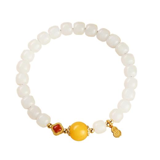 幸运四叶草 蜜蜡转圆珠南红和田桶珠手串 商品图4