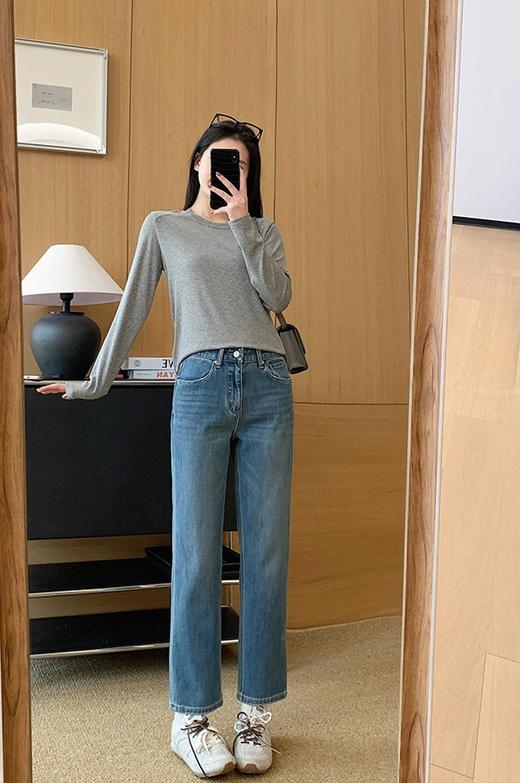 土耳其春秋新款直筒烟管裤四面弹磨砂石洗牛仔裤 商品图2