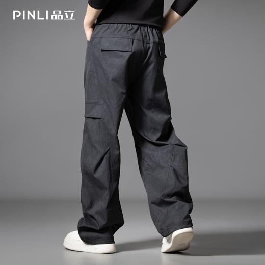 PINLI品立2025秋季新款雪花褶皱宽松工装裤男士潮牌休闲直筒长裤GD253117023 商品图2