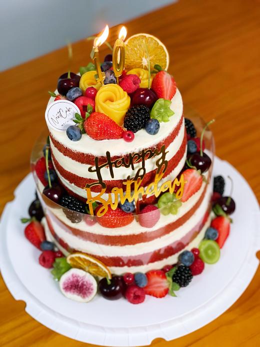 双层浆果裸蛋糕，内有打桩固定，切勿拍脸。 商品图0