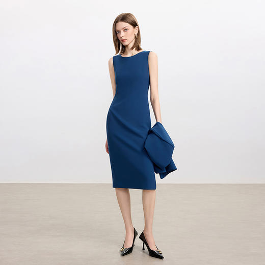 IWY/气质干练无袖连衣裙女高级感蓝色通勤西装内搭职业裙工作服Q1439 商品图3