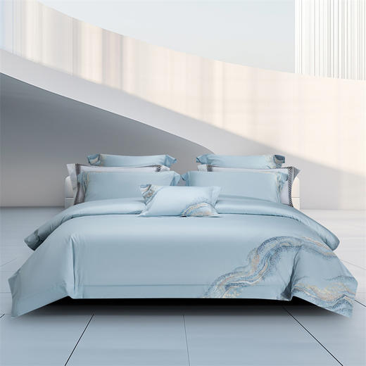 自然醒100支长绒棉高奢系列四件套新疆棉全棉纯棉刺绣被套床单高端床上用品GDS 商品图2