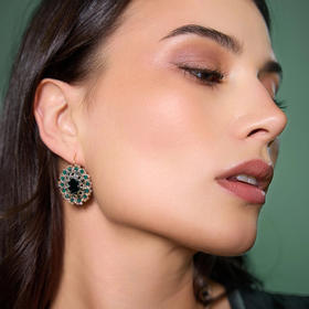 北京仓｜Lorina Balteanu-ECATERINA-祖母绿色 椭圆形 耳环［法国设计师］