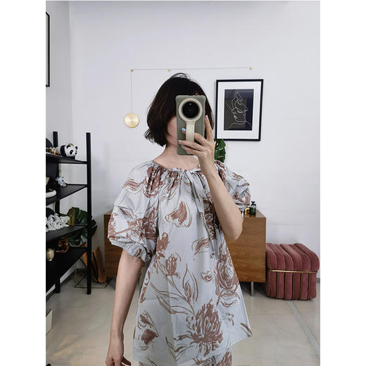 婉约印花显瘦套装 |100%棉梭织 透气亲肤 中袖蝴蝶结+直筒裤 加大版型藏肉显瘦两不误 商品图3