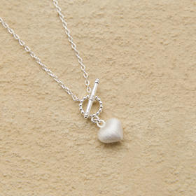 Manreya玛芮雅恋语心筏通体s925纯银拉丝爱心吊坠锁骨链女