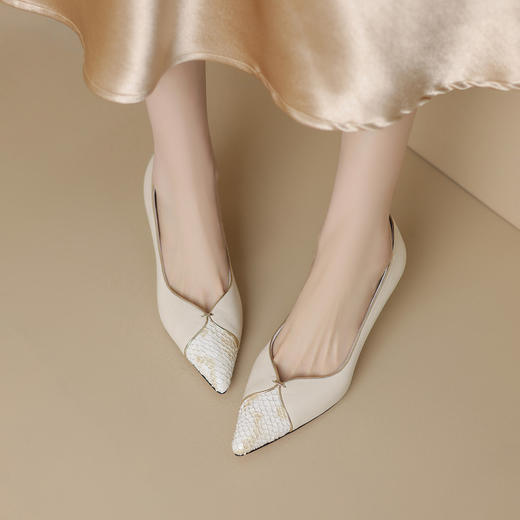 【预售5天】真皮灰色尖头高跟鞋细跟浅口小跟单鞋女气质名媛配裙子皮鞋YS&0188 商品图2