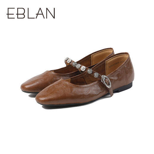 伊伴秋季玛丽珍文艺玫瑰饰扣松弛低跟舒软玛丽珍B25430808 商品图3