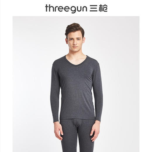 Threegun三枪 维耐寒薄加暖V领男士打底衫-23083A921 商品图6