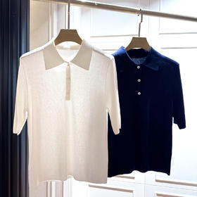 火桐Hooton 智性航海系 莱赛尔桑蚕丝POLO领针织短袖G411