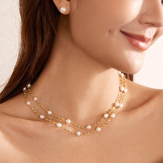 Manreya玛芮雅层韵珠帘满天星长款双层叠戴珍珠项链高级感 商品图4