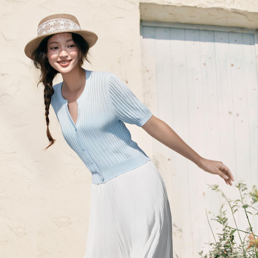 【商场同款】麦檬夏轻盈透气莱赛尔短袖针织衫5F4231422 商品图2