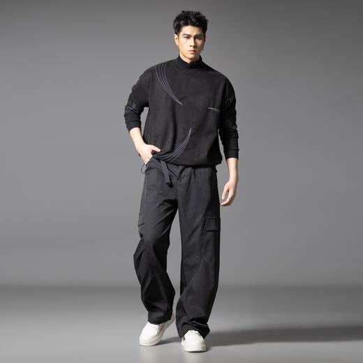 PINLI品立春季新款设计感褶皱直筒工装裤男士户外休闲长裤潮GD253117019 商品图4