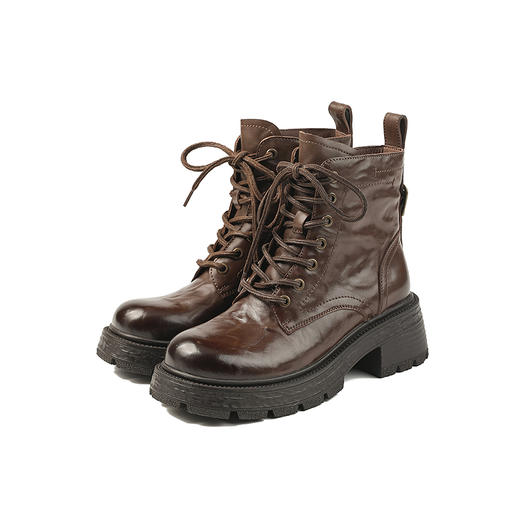 伊伴冬季独特手抓花鞋面潮酷马丁靴女鞋B25580155 商品图5