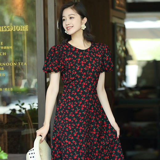 「自」全新升级【铂金会员257/天猫339/差价82】(04751)洛诗琳法式茶歇碎花裙2025夏季精致气质修身显瘦印花连衣裙 商品图3