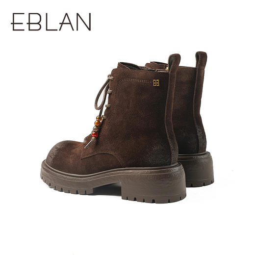 伊伴冬季复古牛绒鞋面波嬉风马丁靴女鞋B25558631 商品图3