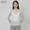 NUTS商场同款秋季白色气质设计感网纱透视长袖T恤女231023147B 商品缩略图1