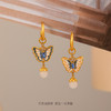 【预售3天】原创新中式轻奢时尚蝴蝶滴油耳环高级感精致气质小众复古百搭耳饰DMS-01410 商品缩略图1