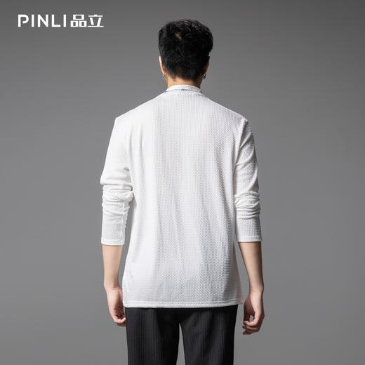 PINLI品立春季新款潮牌半高领长袖T恤男士肌理感纯色休闲上衣B253111023 商品图2