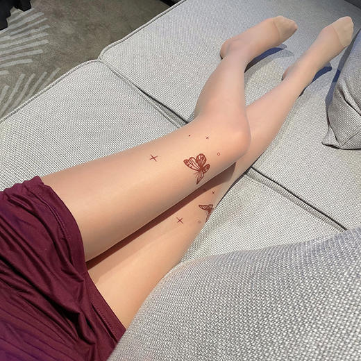 霏慕千禧风蝴蝶印花开裆连裤丝袜肉丝7343 性感肤色透肉情趣内衣印花蝴蝶肤 商品图4