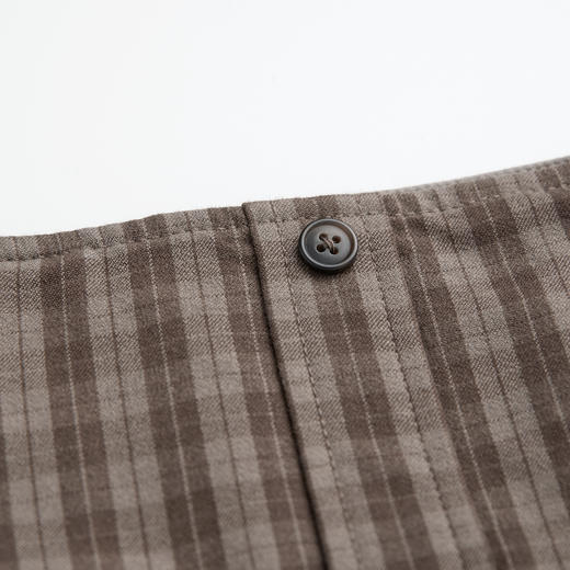 ROMI STUDIO“复古知秋”色织棕调气质褶皱格纹半身裙 RWCAXU5424  商品图2