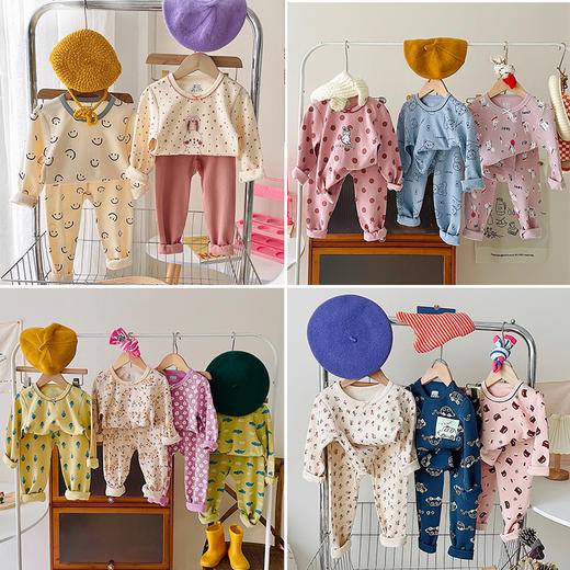 【2套39.9元】『240克百分百棉儿童秋衣裤套装』100-160码A类品质，多色可选，选择性多样，男女宝通穿!(为爱严选) 商品图0