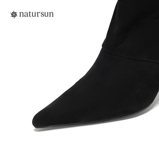 natursun复古弹力靴女士尖头高跟显瘦长筒靴时尚袜靴N25524859 商品图3