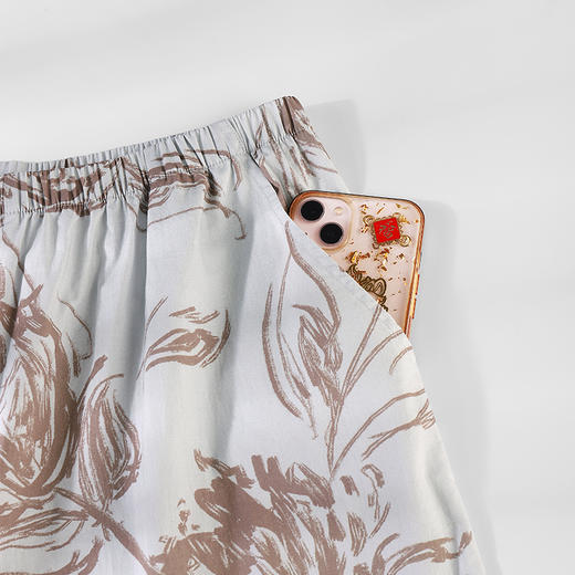 婉约印花显瘦套装 |100%棉梭织 透气亲肤 中袖蝴蝶结+直筒裤 加大版型藏肉显瘦两不误 商品图10