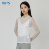 NUTS商场同款秋季白色气质设计感网纱透视长袖T恤女231023147B 商品缩略图3