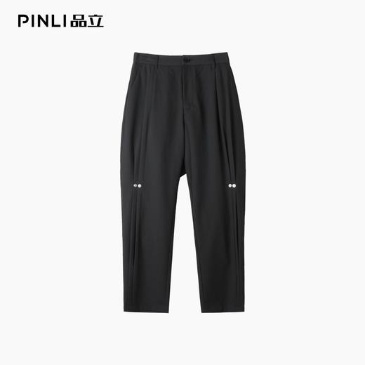 PINLI品立春季新款国潮休闲九分裤男士简约垂感宽松直筒裤子B253117019 商品图4