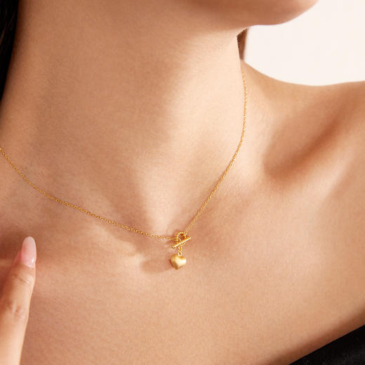 Manreya玛芮雅恋语心筏通体s925纯银拉丝爱心吊坠锁骨链女 商品图5