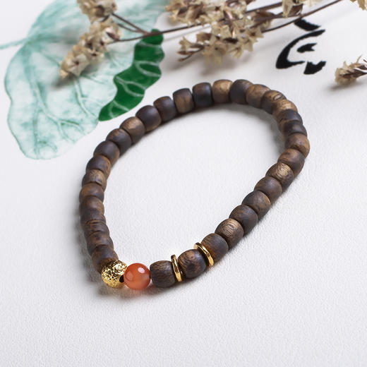 xy0523沉香+南红气质鼓珠手串 商品图2