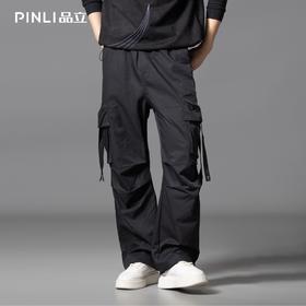 PINLI品立2025秋季新款男士多口袋工装裤潮牌宽松直筒休闲长裤子GD253117021