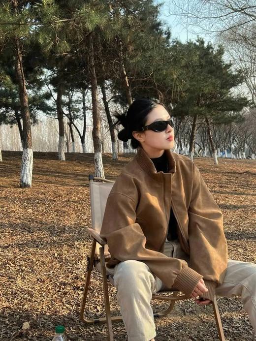 【质感不输真皮 防污防风有型】美拉德风机车风情侣超纤面料防污外套 商品图14