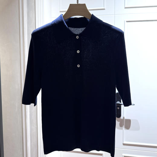 火桐Hooton 智性航海系 莱赛尔桑蚕丝POLO领针织短袖G411 商品图2