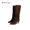 natursun复古弹力靴女士尖头高跟显瘦长筒靴时尚袜靴N25524859 商品缩略图4