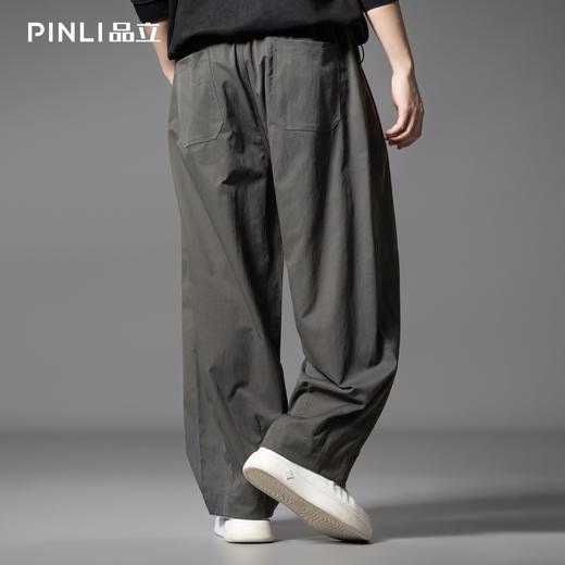 PINLI品立春夏新款宽松直筒休闲长裤男士纯色百搭潮流弯刀裤GD253117013 商品图3