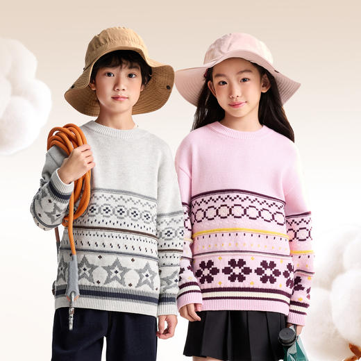 男女童圆领长袖针织衫冬季新款安奈儿童装EM544551 商品图1