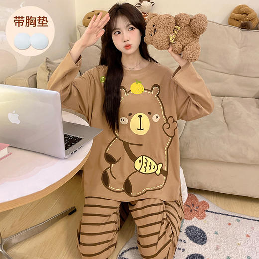 【69.9/2套】睡衣男女款春秋款2025新款长袖长裤秋冬男生卡通休闲舒适家居服套装聚 商品图1