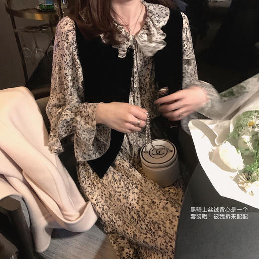 金蘑菇菇【清冷画报 黑花组】上衣/连衣裙！真丝质感烧花！ 商品图4